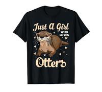 Chica Que ama Las nutrias Lindo río Animal Amante Cita Arte Camiseta gráfica económica, Hombre, Negro, M