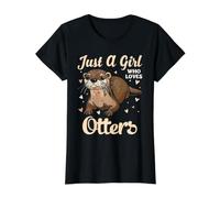 Chica Que ama Las nutrias Lindo río Animal Amante Cita Arte Camiseta gráfica económica, Mujer, Negro, M