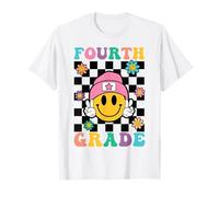 Chica Retro de Cuarto Grado Cara Feliz Paz Vuelta a la Escuela Lindo Camiseta