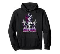 Chica Rock, Rock'n Roll Girl, Skeleton Rocker Cool Punk Goth Sudadera con Capucha