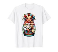Chica Rusa Rusia Matryoshka Ruso para Rusos Camiseta gráfica económica, Hombre, Blanco, S