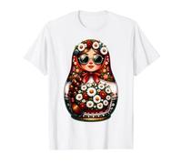 Chica Rusa Rusia Matryoshka Ruso para Rusos Camiseta gráfica económica, Hombre, Blanco, S