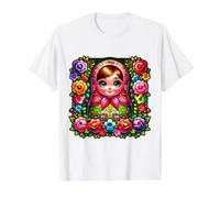 Chica Rusa Rusia Matryoshka Ruso para Rusos Camiseta gráfica económica, Hombre, Blanco, S