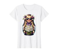 Chica Rusa Rusia Matryoshka Ruso para Rusos Camiseta gráfica económica, Mujer, Blanco, L
