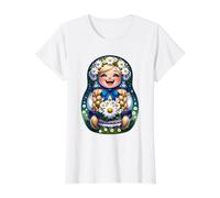 Chica Rusa Rusia Matryoshka Ruso para Rusos Camiseta gráfica económica, Mujer, Blanco, L