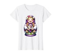 Chica Rusa Rusia Matryoshka Ruso para Rusos Camiseta gráfica económica, Mujer, Blanco, L