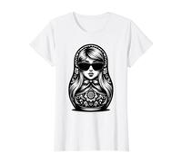 Chica Rusa Rusia Matryoshka Ruso para Rusos Camiseta gráfica económica, Mujer, Blanco, XL