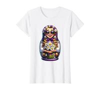 Chica Rusa Rusia Matryoshka Ruso para Rusos Camiseta gráfica económica, Mujer, Blanco, XL