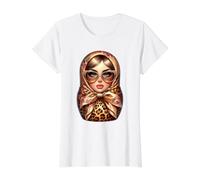 Chica Rusa Rusia Matryoshka Ruso para Rusos Camiseta gráfica económica, Mujer, Blanco, XS