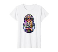 Chica Rusa Rusia Matryoshka Ruso para Rusos Camiseta gráfica económica, Mujer, Blanco, XS