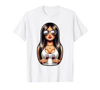 Chica Rusa Rusia Matryoshka Ruso para Vino Rusos Camiseta gráfica económica, Hombre, Blanco, XL
