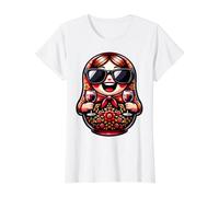 Chica Rusa Rusia Matryoshka Ruso para Vino Rusos Camiseta gráfica económica, Mujer, Blanco, M
