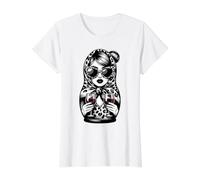 Chica Rusa Rusia Matryoshka Ruso para Vino Rusos Camiseta gráfica económica, Mujer, Blanco, XL