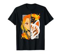 Chica Samurai Japonesa Anime Máscara Espada Kitsune Fox Camiseta