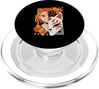 Chica Samurai Japonesa Máscara Kitsune Espada Arte Anime PopSockets PopGrip para MagSafe