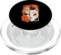 Chica Samurai Japonesa Máscara Kitsune Espada Arte Anime PopSockets PopGrip para MagSafe