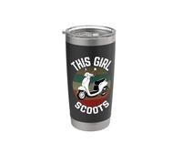 Chica Scooter Gang Retro Vintage Ciclomotor Motocicleta 2 Ruedas Vaso térmico de acero inoxidable de doble pared