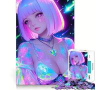Chica Sexy de Anime neón para Sala de Juegos, Rompecabezas para Adolescentes, 1000 Piezas, fortalece la Memoria, Alivia la tensión, Borde Liso, Sorpresa de Navidad (38x26cm)