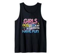 Chica Solo Quiero Divertirse Nostalgia 1980s 80s Retroceso Camiseta sin Mangas