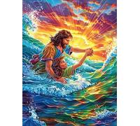 Chica surfeando una ola al atardecer Puzzle 500 Piezas Cartón Grueso Para Adolescentes Paisajes y ciencia ficción Mejora Coordinación Ojo-Mano Actividad Compartir Familia Pieza Colección Navidad 500 P