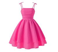 Chica Vestido De Verano Sin Tirantes Ropa Sólido Elegante Vestido Una Línea Vestidos Sin Mangas Ropa Casual Funky Ropa Mediados Largo Tops, rosa fuerte, 12-13 Years