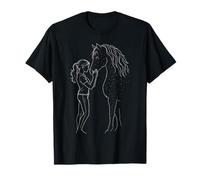 Chica Y Caballo Silueta Estrellado Amor Ecuestre Camiseta