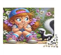 Chica y Mofeta Puzzle 1000 Piezas Papel Reciclado para Adultos Puzzle para Adultos Juego Familiar Divertido y desafiante Regalo Divertido para casa Excelente Idea de Regalo 38x26cm/1000pcs