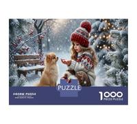 Chica y pomeraniaRompecabezas DIY De 1000 Piezas Cartón Bosque nevado Mejora De La Memoria, Actividad Indoor, Familia 52x38cm/1000pcs