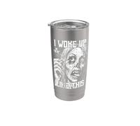 Chica zombi Me desperté como esta divertida mujer de Halloween Vaso térmico de acero inoxidable de doble pared
