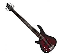 Chicago 5 String Left Handed Bass Guitar by Gear4music Trans Red