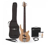 Chicago 5 String Neck Thru Bass Guitar + 15W Amp Pack Natural