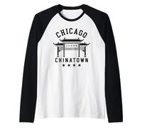 Chicago Chinatown Chino Americano Illinois Loop South Side Camiseta Manga Raglan