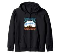Chicago Cloud Gate Escultura Vintage Retro Viaje Recuerdo Sudadera con Capucha