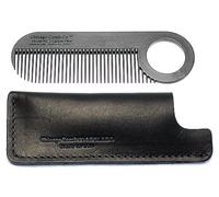 Chicago Comb Fibra de carbono n.º 2 + funda de cuero Horween negro, fabricado en Estados Unidos, peine negro grafito + funda negra Dublín