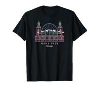 Chicago, Dibujo a Mano Navy Pier, Lago Michigan, Illinois Camiseta