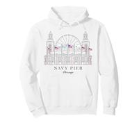 Chicago, Dibujo a Mano Navy Pier, Lago Michigan, Illinois Sudadera con Capucha