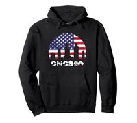 Chicago, EE. UU., Bandera del Medio Oeste de Estados Unidos, Grunge, Illinois, Windy City Sudadera con Capucha