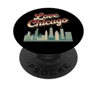 Chicago es mi terapia Amo Chicago I Corazón rojo Chicago PopSockets PopGrip Adhesivo