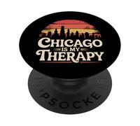 Chicago es mi terapia Amo Chicago I Corazón rojo Chicago PopSockets PopGrip Adhesivo