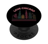 Chicago es mi terapia Amo Chicago I Corazón rojo Chicago PopSockets PopGrip Adhesivo