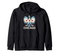 Chicago Flag Polonia Polonia Inmigrante Polaco Águila Polska Americana Sudadera con Capucha