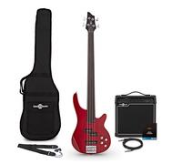 Chicago Fretless Bass Guitar Trans Red 15W Bass Amp & Accessory Pack