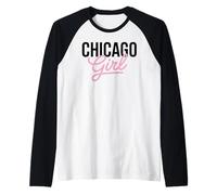 Chicago Girl Illinois Mujeres Chica Divertido Hogar Chi Town City Camiseta Manga Raglan
