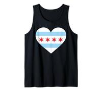 Chicago Heart Flag Pride Windy City Illinois Loop North Side Camiseta sin Mangas