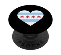 Chicago Heart Flag Pride Windy City Illinois Loop North Side PopSockets PopGrip Adhesivo