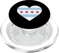 Chicago Heart Flag Pride Windy City Illinois Loop North Side PopSockets PopGrip para MagSafe