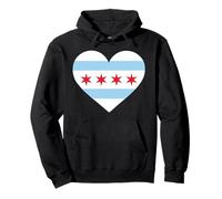 Chicago Heart Flag Pride Windy City Illinois Loop North Side Sudadera con Capucha