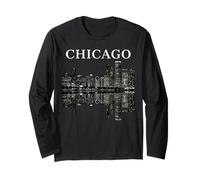 Chicago Illinois Skyline City Reflection Urban Manga Larga
