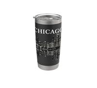 Chicago Illinois Skyline City Reflection Urban Vaso térmico de acero inoxidable de doble pared