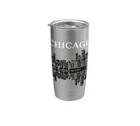 Chicago Illinois Skyline City Reflection Urban Vaso térmico de acero inoxidable de doble pared